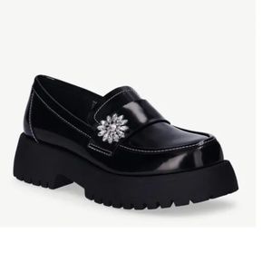 Scoop NYC Women’s Black Embellished Chunky Loafers Shoes Size 8 NEW